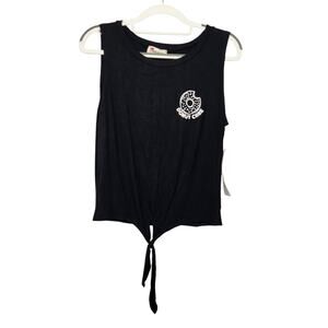NWT French Pastry Black Sleeveless "I Donut Care" Graphic Tee Women's L